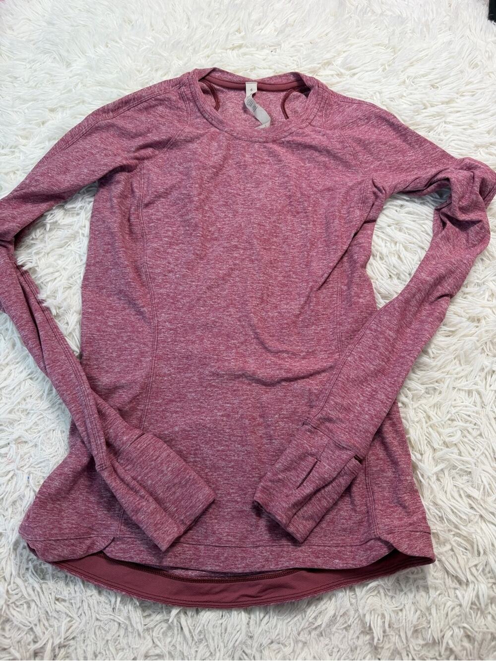 Lululemon Runderful Long Sleeve Heathered Misty Merlot